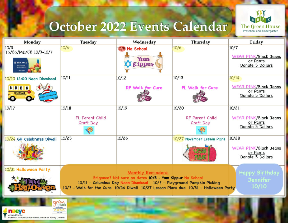 October 2022 Events Calendar