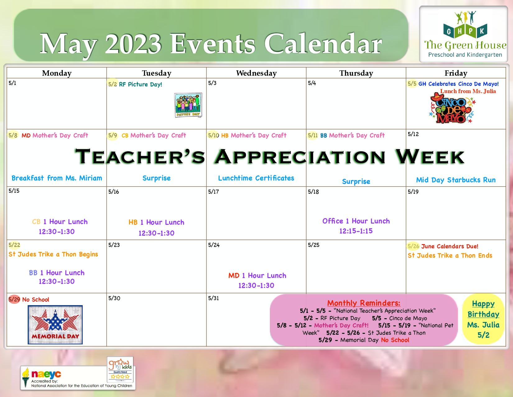 May 2023 Events Calendar